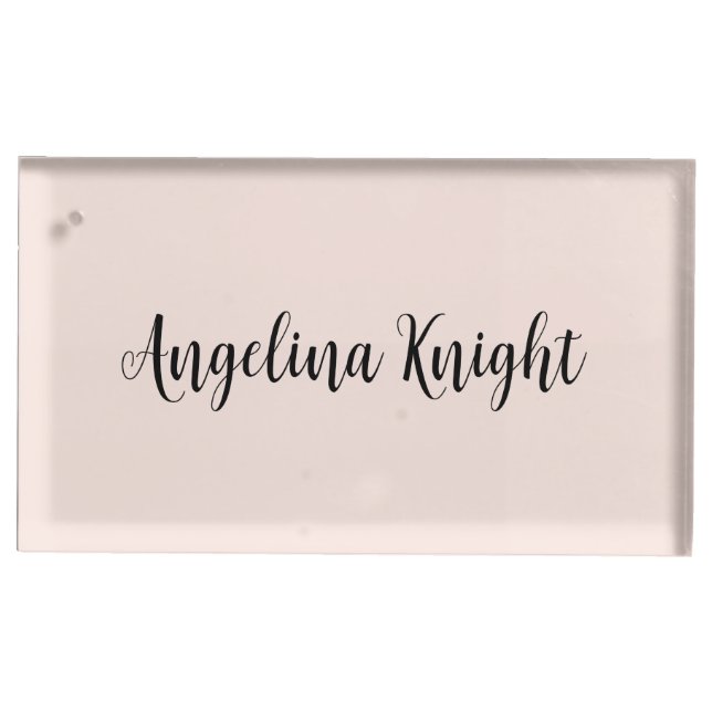 Elegant Stylish Chic Plain Handwriting Script Place Card Holder (Front)