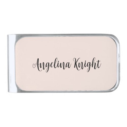 Elegant Stylish Chic Plain Handwriting Script Silver Finish Money Clip