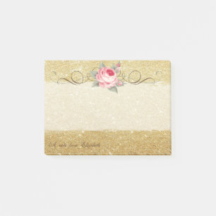 Elegant Stylish ,Chic ,Rose,Glittery Post-it Notes