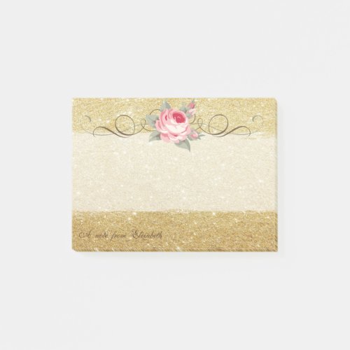 Elegant Stylish Chic RoseGlittery Post_it Notes