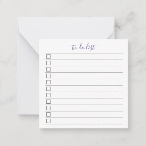 Elegant Stylish Chic To_Do List Handwriting Script Note Card