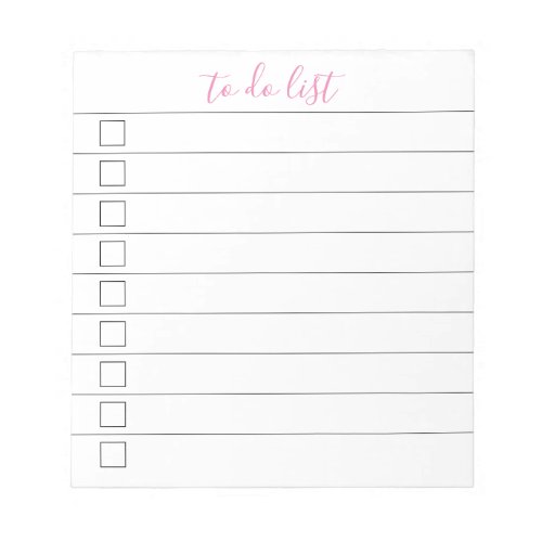 Elegant Stylish Chic To_Do List Handwriting Script Notepad