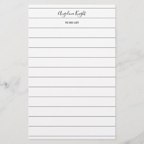 Elegant Stylish Chic Todo List Handwriting Script Stationery