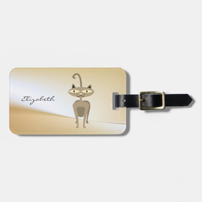 Elegant Stylish Chic - Whimsical Cat ,Personalized Luggage Tag (Front Horizontal)