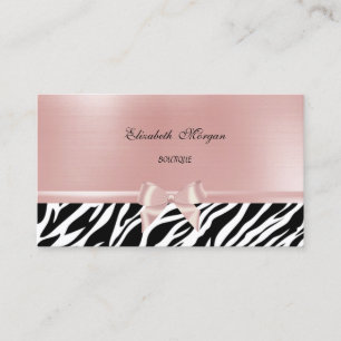 Elegant Stylish Chic Zebra Print,Pink Bow Business Card