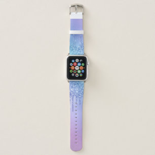 Elegant stylish chick blue & purple glitter drips apple watch band