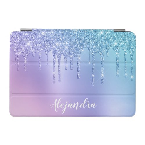 Elegant stylish chick blue  purple glitter drips iPad mini cover