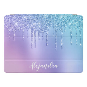 Elegant stylish chick blue & purple glitter drips iPad pro cover
