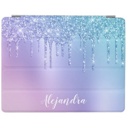 Elegant stylish chick blue  purple glitter drips iPad smart cover