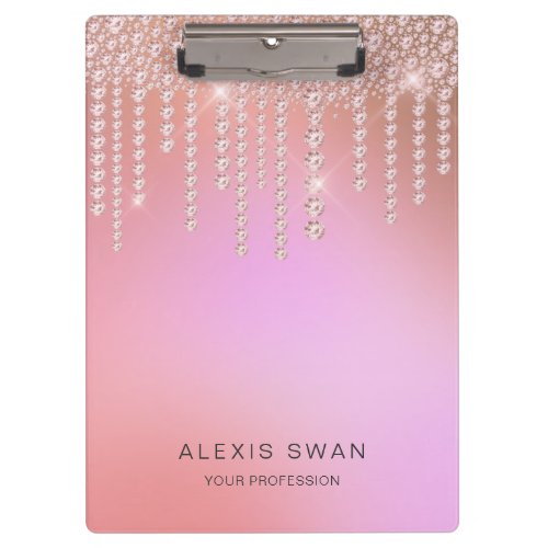 Elegant stylish chick ombre pink  purple diamonds clipboard