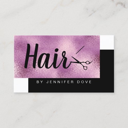Elegant stylish chick purple scissors hairstylist business card