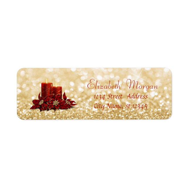 Elegant,Stylish Christmas Candle, Glittery Bokeh Label (Front)