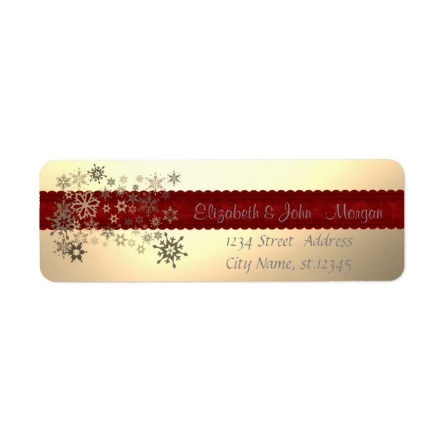 Elegant  Stylish ,Christmas,Faux Gold,Snowflakes Label (Front)