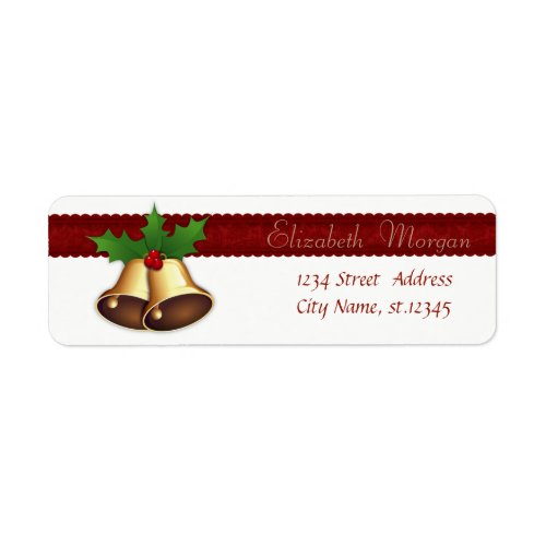 Elegant Stylish Christmas Holly BranchesBells Label