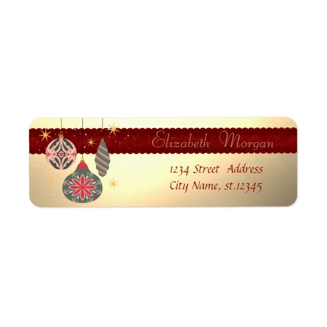 Elegant,Stylish Christmas Ornaments, Faux Gold Label (Front)