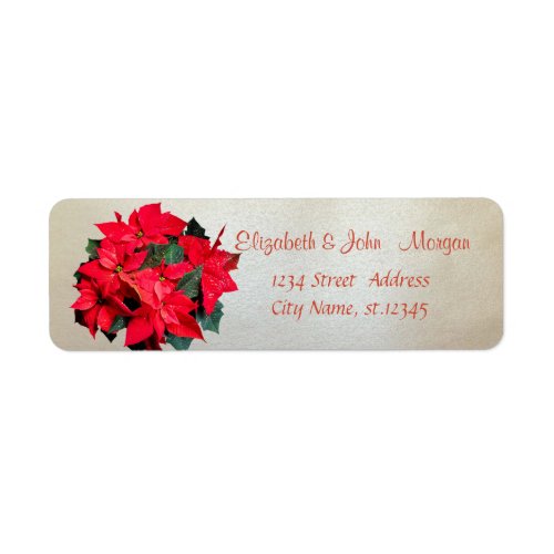 Elegant Stylish Christmas Poinsettia Label