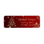 Elegant Stylish,Christmas Tree,Snowflakes Label<br><div class="desc">Christmas tree on red background. An elegant and sophisticated designe.Costumize with your name and address.</div>