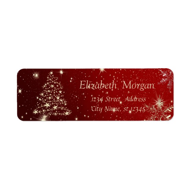 Elegant Stylish,Christmas Tree,Snowflakes Label (Front)