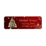 Elegant Stylish,Christmas Tree,Stars,Snowflakes Label<br><div class="desc">Christmas tree on red background. An elegant and sophisticated designe.Costumize with your name and address.</div>