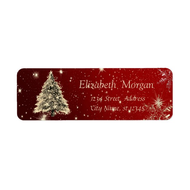 Elegant Stylish,Christmas Tree,Stars,Snowflakes Label (Front)