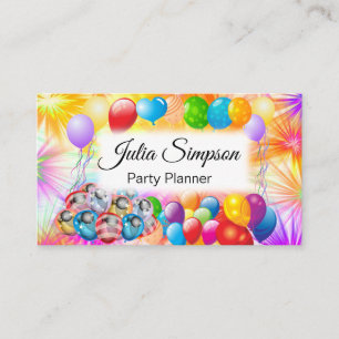 Elegant, Stylish, Colorful Balloons, Fireworks Business Card