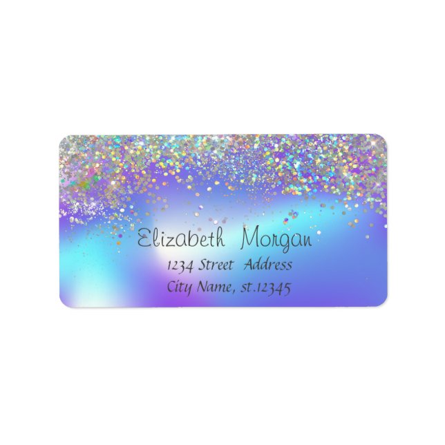 Elegant Stylish Colorful Confetti Holographic Label (Front)
