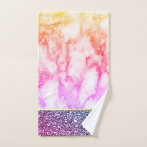 Elegant Stylish Colorful Glitter Shiny  Marble  Bath Towel Set