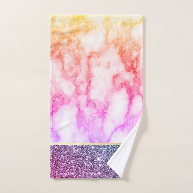 Elegant Stylish Colorful Glitter Shiny  Marble  Bath Towel Set (Hand Towel)