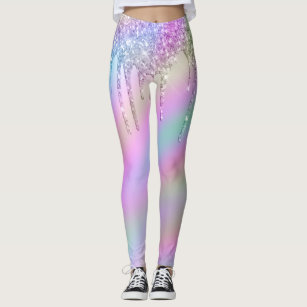 Medssii Lady Yoga Pants Magical Rainbow Unicorn Light Long Yoga Pants Yoga Leggings with Pockets 