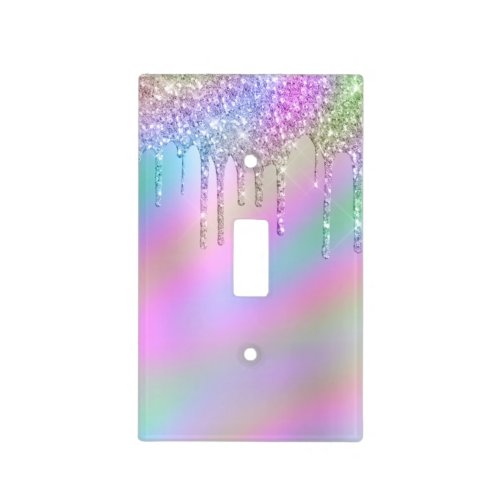 Elegant stylish colorful holographic glitter drips light switch cover