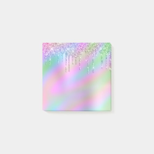 Elegant stylish colorful holographic glitter drips post_it notes