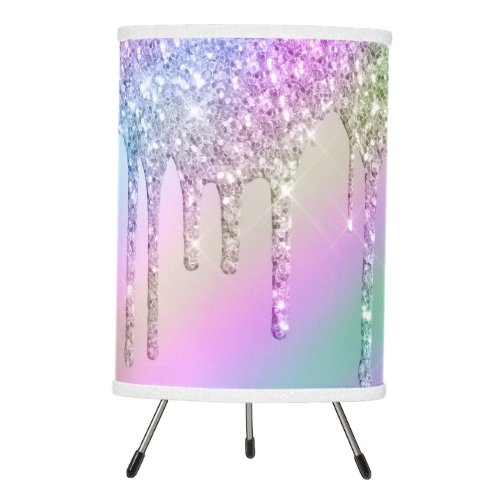 Elegant stylish colorful holographic glitter drips tripod lamp