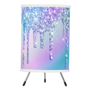 Elegant stylish colorful holographic glitter drips tripod lamp