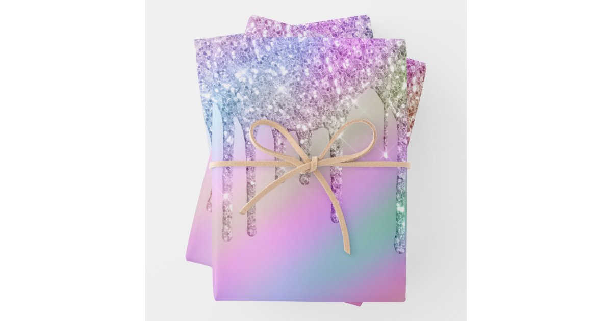 Sparkling Multicolored Holographic Wrapping Paper High-Res Stock