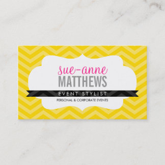 ELEGANT stylish cool chevron pattern bright yellow Business Card