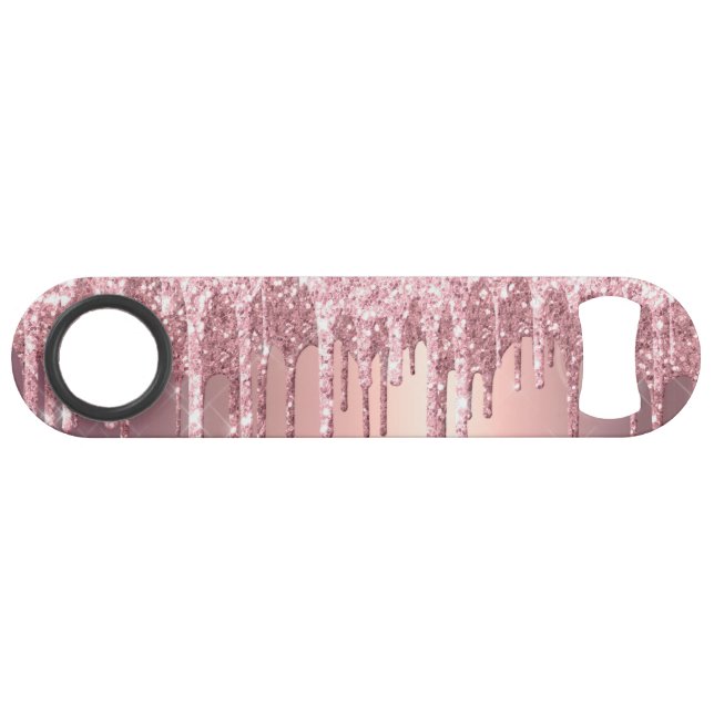 Elegant stylish copper rose gold glitter drips bar key (Back Horizontal)