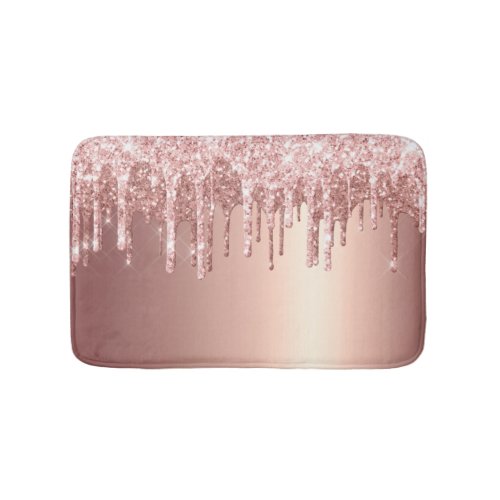 Elegant stylish copper rose gold glitter drips bath mat