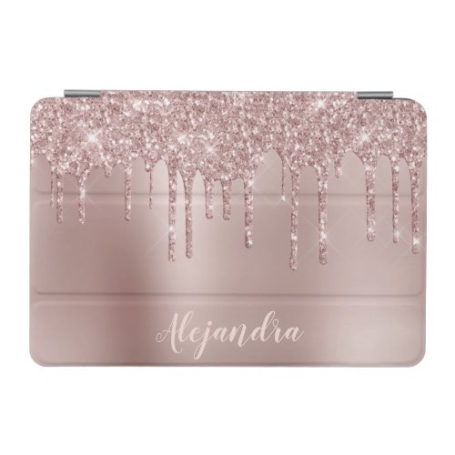 Elegant stylish copper rose gold glitter drips iPad mini cover