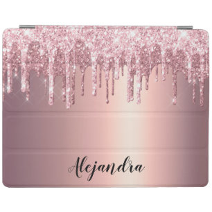 Elegant stylish copper rose gold glitter drips iPad smart cover