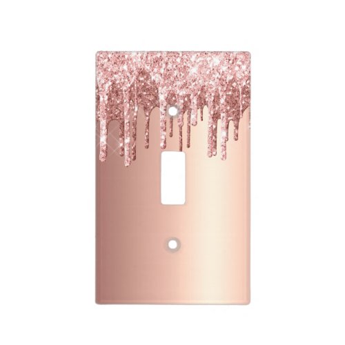 Elegant stylish copper rose gold glitter drips light switch cover
