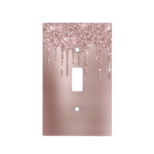 Elegant stylish copper rose gold glitter drips light switch cover