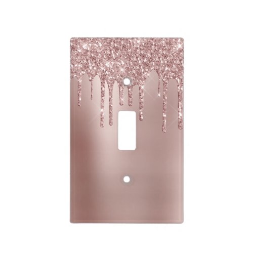 Elegant stylish copper rose gold glitter drips light switch cover
