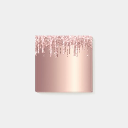 Elegant stylish copper rose gold glitter drips post_it notes