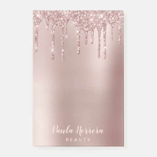 Elegant stylish copper rose gold glitter drips post_it notes