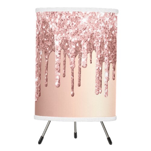 Elegant stylish copper rose gold glitter drips tripod lamp