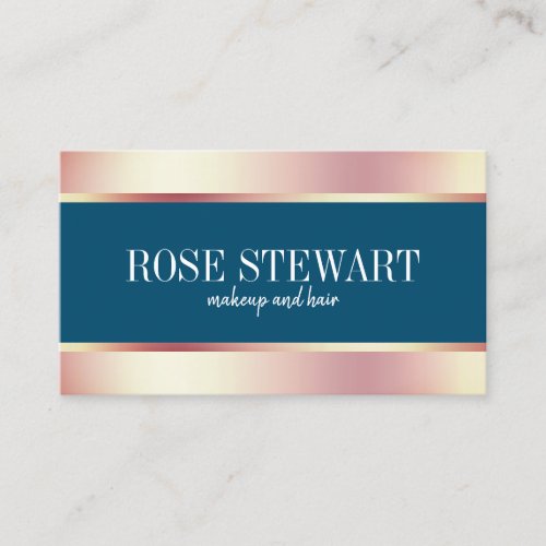 Elegant stylish copper rose gold makeup and hair business card