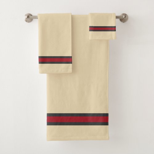 Elegant Stylish Cream Stripe Luxury  Bath Towel Set