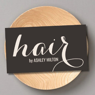 Elegant Stylish Creamy Beige Black Bold Hair Business Card