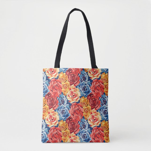 Elegant Stylish Cute Purple Botanical Floral Roses Tote Bag (Front)