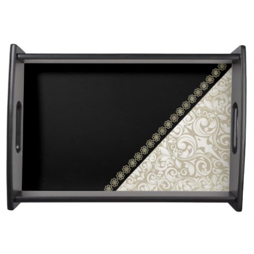 Elegant Stylish  Damask Flowers Serving Tray